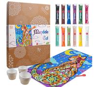 Sabbiarelli Sand-it For Fun - Set Mandala Gato, Maxi Kit Creativo de Sand Art para Jóvenes y Adultos: 12 Bolsas Grandes de Arena de Colores, 1 Maxi Póster Adhesivo A3 y 12 Bandejas
