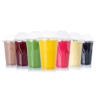 Sabco,50 vasos de plástico de 12 onzas con tapas- Taza transparente ideal para batidos de frappe, jugo de batido, taza Boba y pajita, bebida granizado, perfecto para llevar y restaurantes.