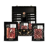 SABE A SABAS Cesta Paleta Gran Seleccion 100% Duroc Cortada a Cuchillo 14 Sobres 100 g 2 Sobres Taquitos 100 g Lote Gourmet Regalo Navidad Eventos Aperitivos Tapas Premium Maletin Envasado al Vacio