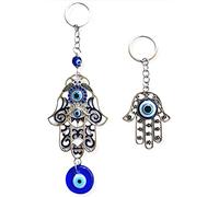 SabelAX Mano Fatima Ojo Turco Colgante Pared. Amuleto para la Casa + Llavero Mano Fatima Ojo Turco. Amuletos para el Mal de Ojo. Amuletos de la Suerte y Proteccion (Colgante 5 + Llavero)