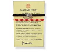 SabelAX - Pulsera Mano de Fatima - Pulsera Ojo Turco - Pulsera Hilo color Rojo - Amuleto Mal de Ojo - Amuletos de Buena Suerte - Para Mujer, Hombre, Parejas - Unisex (M F Hilo Negro N Roja)