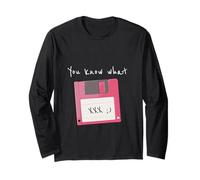 Sabes lo Que guardo Disquete Rosa Retro guiño Divertido Manga Larga