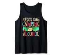Sabes lo Que rima con Camping y Alcohol Vino Camiseta sin Mangas