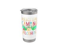 Sabes lo que rima con camping y alcohol vino Vaso térmico de acero inoxidable de doble pared