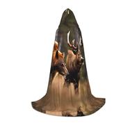 SABFWF Capa con capucha para hombre, diseño de ciervo, oso, alce, para caza, vida silvestre, capa de mago con capucha, perfecta para Halloween y cosplay