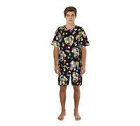 SABFWF Conjunto de pijama para hombre con diseño de rompecabezas de concienciación sobre el autismo, conjunto de pijama cómodo con pantalones cortos, perfecto para las noches de verano, Negro, M