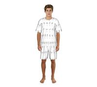 SABFWF Conjunto de pijama para hombre con estampado de alfabeto en lengua de señas, cómodo conjunto de pijama para hombre con pantalones cortos, perfecto para las noches de verano, Negro, M