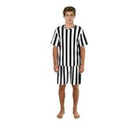 SABFWF Conjunto de pijama para hombre con estampado de rayas blancas y negras, cómodo conjunto de pijama para hombre con pantalones cortos, perfecto para las noches de verano, Negro, 3XL