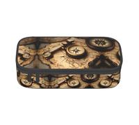 SABFWF Estuche multifuncional con diseño de brújula y mapa del mundo antiguo, perfecto para estudiantes, profesionales y viajeros por igual, Black, Talla única, Neceser de maquillaje