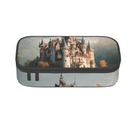 SABFWF Estuche multifuncional con estampado de castillo de cuento de hadas, perfecto para estudiantes, profesionales y viajeros por igual, Black, Talla única, Neceser de maquillaje