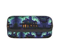 SABFWF Estuche multifuncional con estampado de mansión encantada negra, perfecto para estudiantes, profesionales y viajeros por igual, Black, Talla única, Neceser de maquillaje