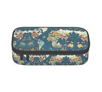 SABFWF Estuche multifuncional con estampado de mapa del mundo, perfecto para estudiantes, profesionales y viajeros por igual, Black, Talla única, Neceser de maquillaje