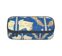 SABFWF Estuche multifuncional con impresión de mapa de Grecia, perfecto para estudiantes, profesionales y viajeros por igual, Black, Talla única, Neceser de maquillaje