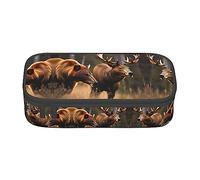 SABFWF Estuche versátil con estampado de ciervos y alces de caza de vida silvestre, estuche organizador de gran capacidad, estuche para lápices para uso en la oficina, Black, Talla única, Funda para