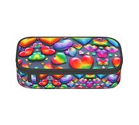 SABFWF Estuche versátil con estampado de corazones de arcoíris y gran capacidad, organizador de gran capacidad, para uso en la oficina, Black, Talla única, Funda para llave