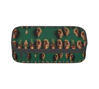 SABFWF Estuche versátil con estampado de pino con borde de cono de pino, organizador de gran capacidad, estuche para lápices para uso en la oficina, Black, Talla única, Funda para llave