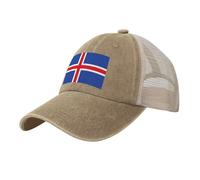 SABFWF Gorra de béisbol de malla con estampado de la bandera de Islandia, transpirable, ajustable y perfecta para el uso diario, natural, Talla única