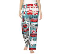 SABFWF I Like London - Pantalones de pijama de franela suaves y cálidos para mujer, perfectos para Navidad y comodidad diaria, Negro, 3XL