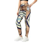 SABFWF Leggings con estampado de brújula de velero marítimo para mujer, conjuntos de entrenamiento con bolsillos, para gimnasio, fitness y uso diario, Negro, S