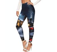 SABFWF Leggings de compresión suaves para mujer, para invierno, Navidad, nieve, noche, ferrocarril, tren, entrenamiento, leggings de compresión suaves para mujer, Negro, 3XL