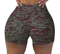 SABFWF Pantalones cortos de entrenamiento con estampado de código de programación, pantalones cortos atléticos para levantamiento de glúteos, para fitness y uso diario, Negro, L