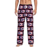 SABFWF Pantalones de pijama de franela con estampado de la bandera del estado de Ohio para hombre, pijamas de Navidad para hombres, perfectos para fines de semana perezosos, Negro, L