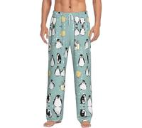 SABFWF Pantalones de pijama de franela para hombre, diseño de pingüino, globo y copo de nieve, perfecto para fines de semana perezosos, Negro, XXXXXL