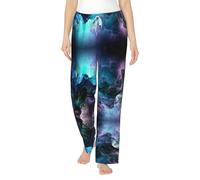 SABFWF Pantalones de pijama de franela suaves y cálidos con estampado espacial 3D Graphics Universe Space, perfectos para Navidad y comodidad diaria, Negro, XL
