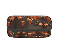 SABFWF Rust - Estuche versátil con diseño de mapa del mundo, organizador de gran capacidad, estuche para lápices, uso en la oficina, Black, Talla única, Funda para llave