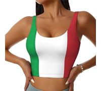SABFWF Sujetadores de yoga con estampado de bandera de Italia, soporte de alto impacto, diseño de línea larga, para fitness, correr y más, Negro, XXL