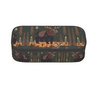 SABFWF The Lodge - Estuche versátil con estampado de ciervos y oso de gran capacidad, organizador para lápices, uso en la oficina, Black, Talla única, Funda para llave