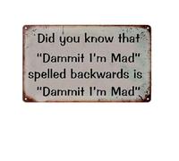 ¿Sabía Gou Que Maldita Sea, Estoy Loco Escrito Al Revés Es Maldita Sea, Estoy Loco? Letreros De Estaño Vintage Cartel De Metal Resistente Y Duradera Cartel De Chapa Para Pub Hogar 20X30Cm