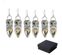 Sabiduría en cada detalle: pendientes de búho hechos a mano, colgante de lechuza vintage, gota de color plata vintage, cabujón de lágrima de ámbar, perno de búhos boho (3pc)