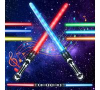 Sable de Luz 2 Piezas Espada Láser para Niños Laser 7 Colores con Sonido Laser Star Wars Telescópicos Espada Láser de Juguete Star Wars Sable luz para Cumpleaños Regalos y Cosplay