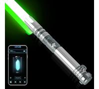 Sable de luz de duelo Smooth Swing 16 colores RGB, mango de metal con control de movimiento, 16 modos de sonidos, FX Lightsaber para adultos, tamaño completo, carga USB, color gris