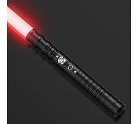Sable de luz, RGB 7 colores, 3 modelos de voces, sable de luz, efectos de sonido de oscilación suave y lucha, regalos para fiestas, disfraces para niños (63 cm-negro)