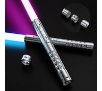 Sable Láser-2 Piezas para Niños, Sable de Luz RGB con 15 Colores, Recargable USB-C,4 Modos de Duelo, Sables Conectables de Metal - Juguete de Cosplay para Películas, Hallowee (2PC Plateado 78cm)