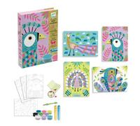 Djeco Juego creativo DJ08663 – Imágenes de arena con pájaros y arena brillante, multicolor, surtido
