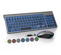SABLUTE Combo de teclado y mouse inalámbricos retroiluminados, teclado compacto y silencioso con mouse RGB, recargable, delgado, modo de suspensión, juego de teclado inalámbrico portátil para Mac,
