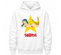 Sabor srl Lamù Star - Sudadera con capucha para hombre, color blanco | Producto oficial Lum con bolsillos laterales, mezcla de algodón cálido, tallas XS-XXL, regalo para fans del anime y el manga