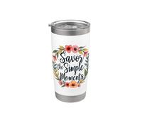 Saborea los momentos simples, diseño inspirador de arte floral Vaso térmico de acero inoxidable de doble pared