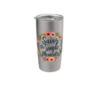 Saborea los momentos simples, diseño inspirador de arte floral Vaso térmico de acero inoxidable de doble pared