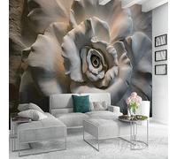 SABORR Autoadhesivo pvc mural 3d papel tapiz simple talla de madera gran flor sala de estar tv fondo pegatina de pared dormitorio pintura de arte de pared