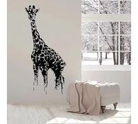 SABORR Pegatina de pared autoadhesiva negra con diseño de jirafa fauna africana zoológico ventana papel tapiz para habitación de niños