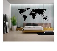 SABORR Pegatina de pared con mapa del mundo creativo negro pegatina de contorno para decoración del hogar dormitorio y sala de estar mural de vinilo para pared