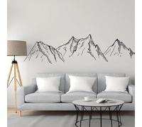 SABORR Pegatina de silueta para la pared de montaña, vinilo de montañas, pegatina de ventana y pared, Mural de casa de granjero para sala de estar
