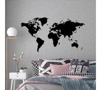 SABORR Pegatina decorativa con mapa del mundo para sala de estar dormitorio estudio arte papel tapiz para profesor de escuela PVC negro