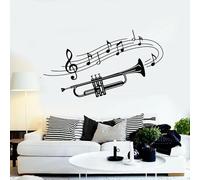 SABORR Vinilos de trompeta para pared, instrumentos musicales, notas musicales, pegatinas artísticas para puertas y ventanas, calcomanías decorativas para dormitorio y sala de música
