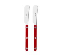 SABRE PARIS - Bistrot - Juego de cuchillos de mantequilla de 2 piezas, esparcidor de mantequilla, cuchillo de acero inoxidable, borgoña brillante
