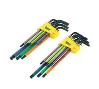 SabreCut Juego de 18 llaves de seguridad SCTGKB1 Soft Grip Comfort extralargas hexagonales de óxido negro hexagonales de diamante Hex Plus y Torx con tamaños de 1,5mm a 10mm T10-T50